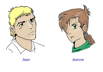 Illustration: Pojke (Jean) och flicka (Jeanne).