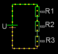 3 lika serie resistorer