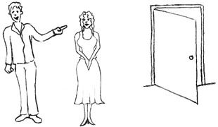 Illustration: En man, en kvinna och en öppen dörr