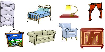 Illustrationer på möbler och interiör
